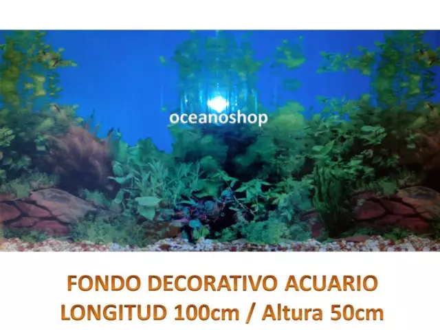 FONDO DECORATIVO ACUARIO 100x50cm de altura plantas tortuguera pecera D457