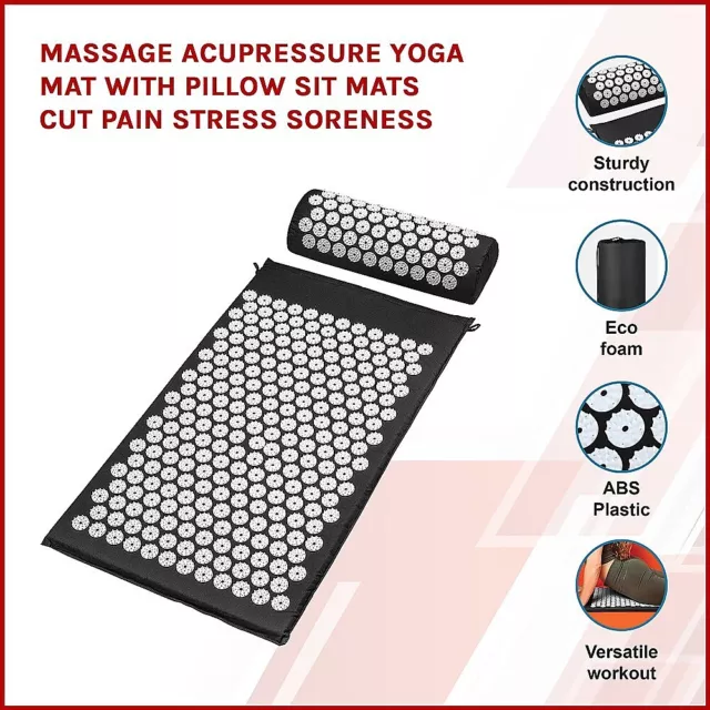 Massage Acupressure Yoga Mat With Pillow Sit Mats Cut Pain Stress Soreness 2