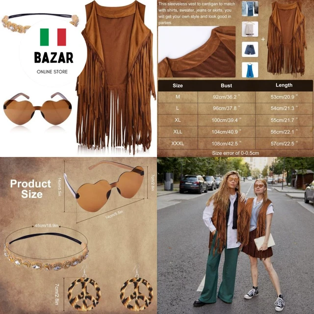 KINBOM Costume Hippie Anni 70 60 per Donne, Vestiti Costumi M