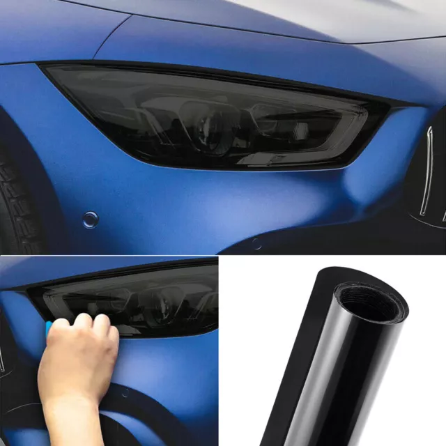 12" x 48" Black In Car Headlight Tail Light Foglight Vinyl Wrap Film Matte Parts