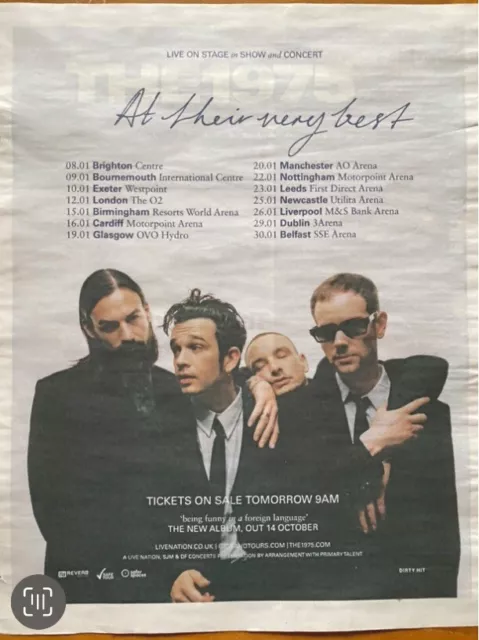 The 1975 Matt Healy Their Very Best Tour Date Ad Newspaper Advert Poster 14x11”