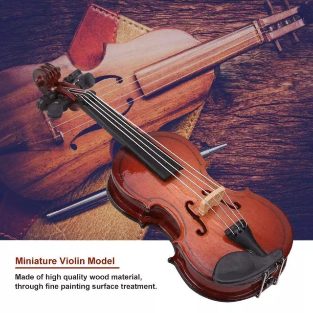 Miniature Violin Wooden Handicraft Decoration Musical Instrument Dollhouse DOB