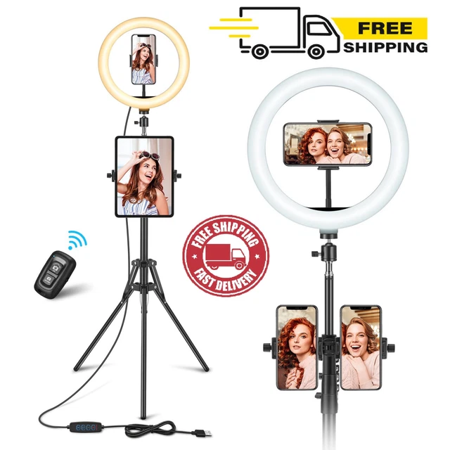 10'' Anillo de Luz con Trípode Extensible Luces Circulares LED para Teléfono