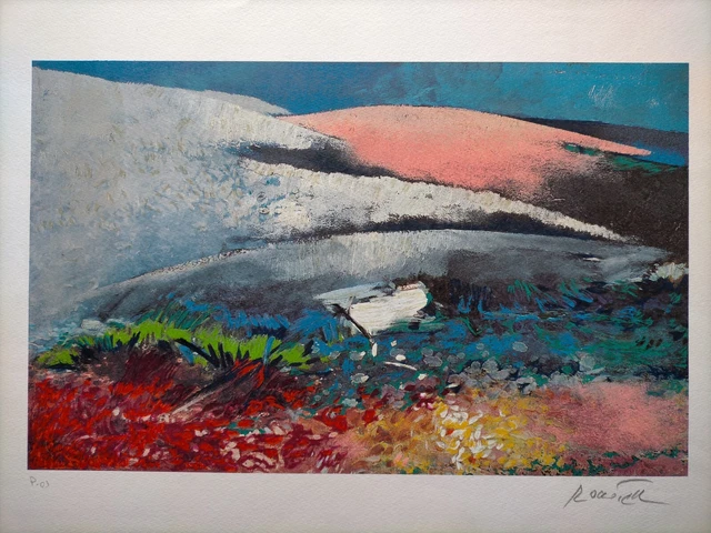 Michele Roccotelli Serigrafia Firmata La Collina Del Sole arte astratta quadro
