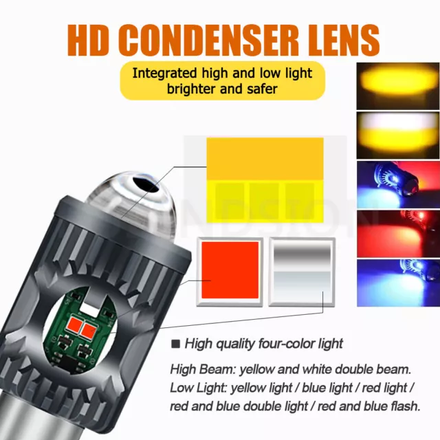 1X BA20D H4 H6M LED Bulb 6 Colours Change Motorbike Headlamp H6 Dual Beam 12-80V