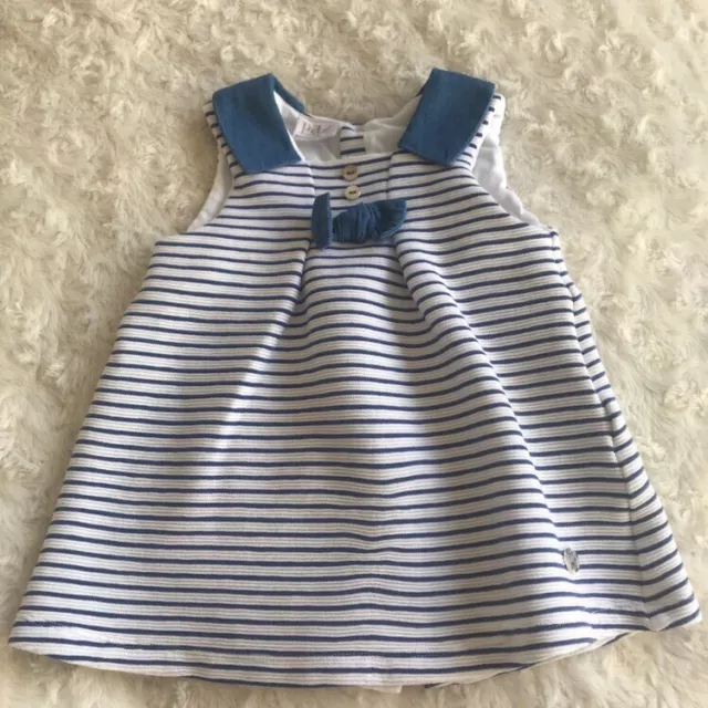 Robe à rayures bleu et blanc designer Paz Rodriguez 12 m bébé fille