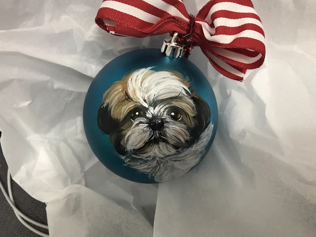 Shih Tzu Hand Painted Christmas Ornament