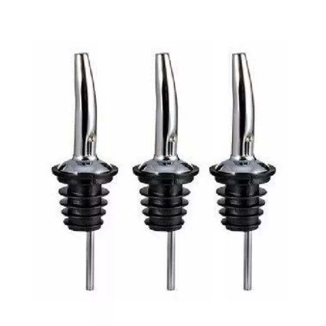 3x Stainless Steel Liquor Spirit Pourer Free Flow Bottle Pour Spout S~RQ