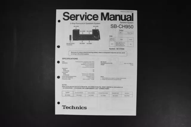 Technics SB-CH950 Speaker System Service Manual - Original Genuine