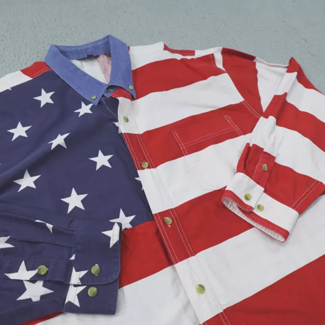Roper Shirt Mens XXL Button Down All Over America Flag USA Patriot Long Sleeve