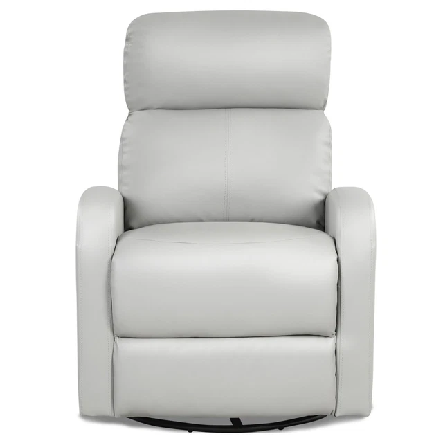 Costway Recliner Chair Swivel Rocker Manual Single Sofa Lounger W/Footrest