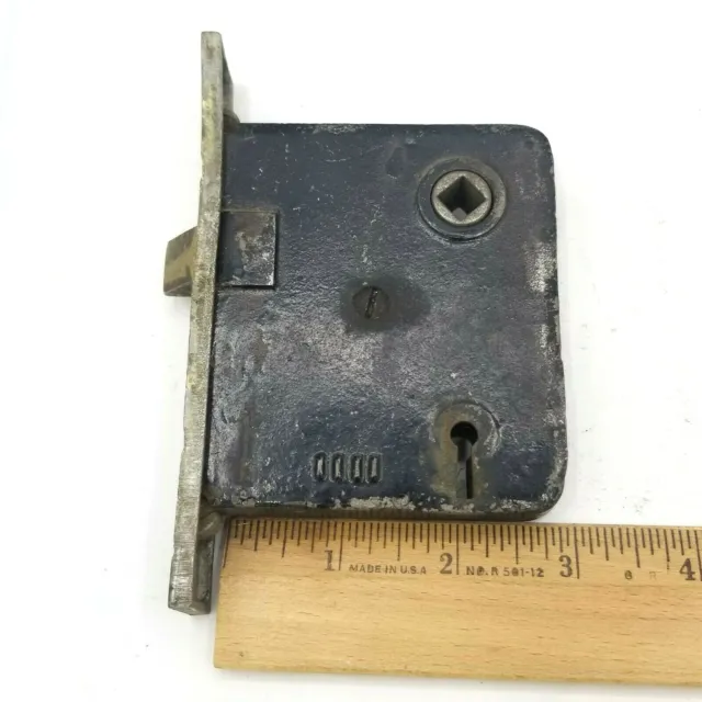 Vintage Cast Iron Door Mortise Lock Salvage Hardware Skeleton Key hole  B152 3