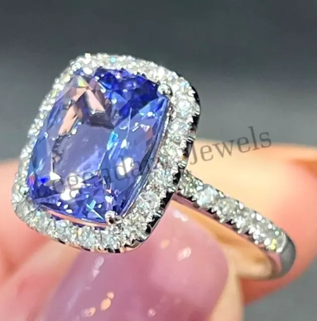 Bague en pierres précieuses tanzanite pour femmes avec bague de fiançailles...