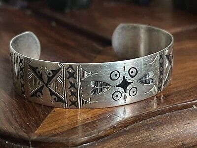 Bracelet Cuff Man Africa Ethnic Mali Solid Silver Enamelled