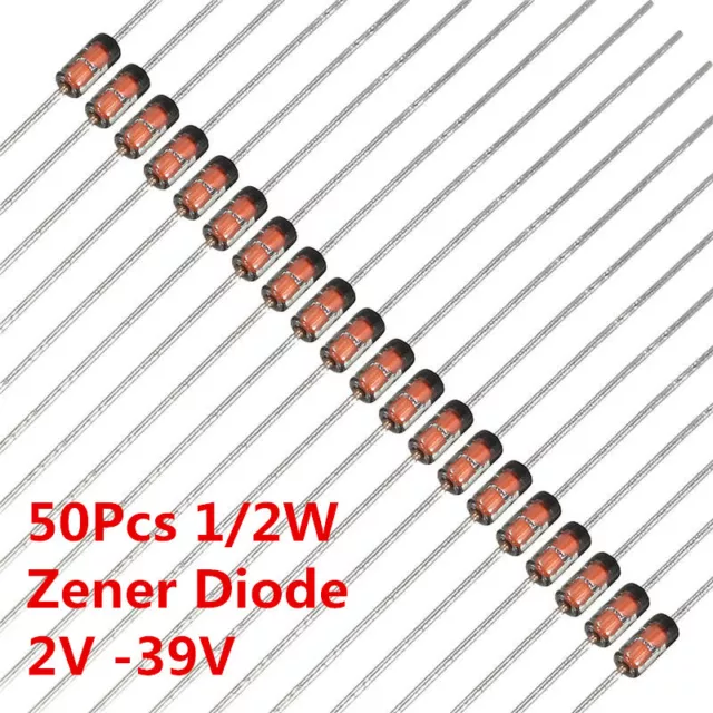 50Pcs 1/2W 0.5W Zener Diode Diodes 4.3V 3.3V 3.9V 4.7V 5.6V 33V 2V-39V