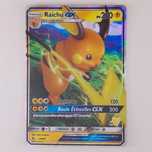 Carte RAICHU GX 20/68 Pokémon Deck Raichu Académie de combat Neuve FR (777)