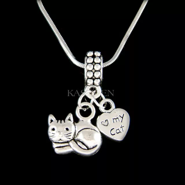 Kitty Gato Corazón Amor Pata Estampado Collar Pérdida Mascota Animal Lover Nuevo