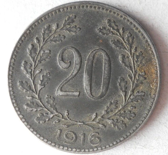 1916 Autriche 20 Heller - Excellent Vintage Pièce de Monnaie Poubelle #A