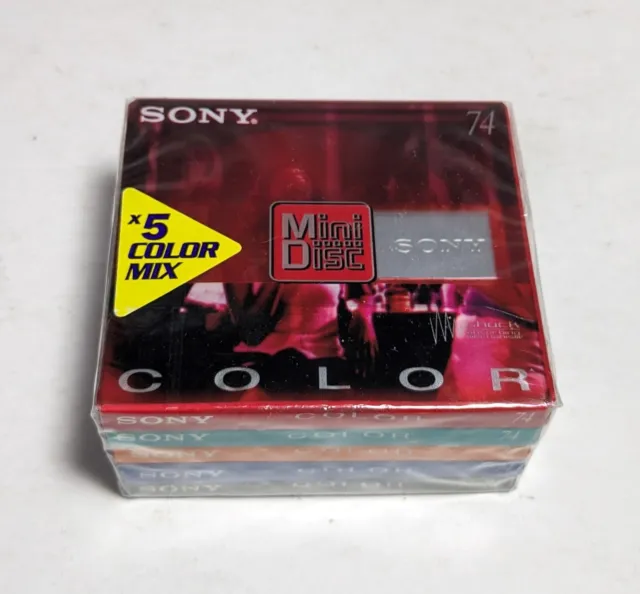 Sony Minidisk. Color Mix. MDW 74CRB. Bunt. 5er Pack. OVP