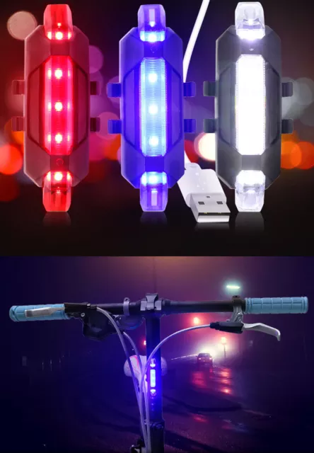 LED Vélo Feu Arrière USB Rechargeable Bicyclette Warning Nuit Signal Lampes Hol