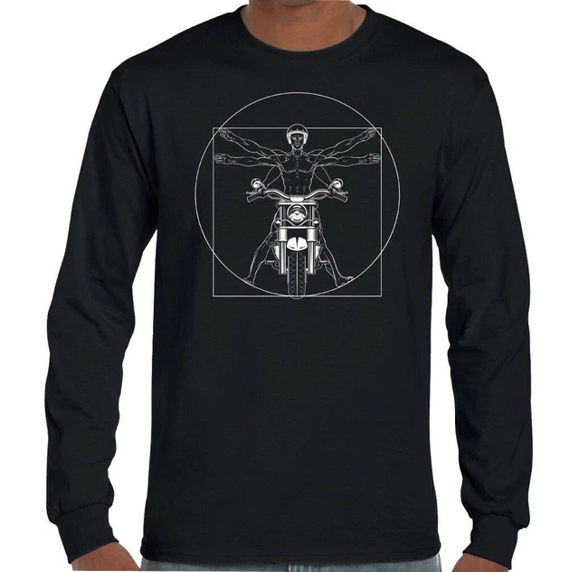 Vitruvian Motociclista Uomo Divertente Moto T-Shirt Biker Moto Cafe Racer