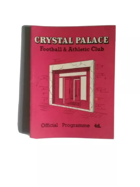 Crystal Palace v Bradford Park Avenue 20th September 1958 Fourth Division 58/59.