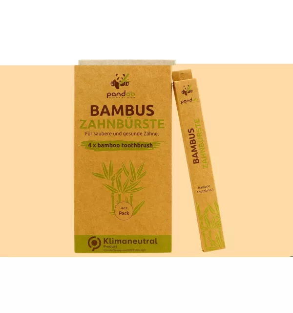 Pandoo Bambus Zahnbürste 4er Pack | Silikon