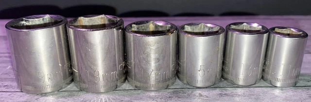 Craftsman Tools Shallow 3/8” Drive Socket G G2 6 Point Lot 19mm-11mm 43549 43579