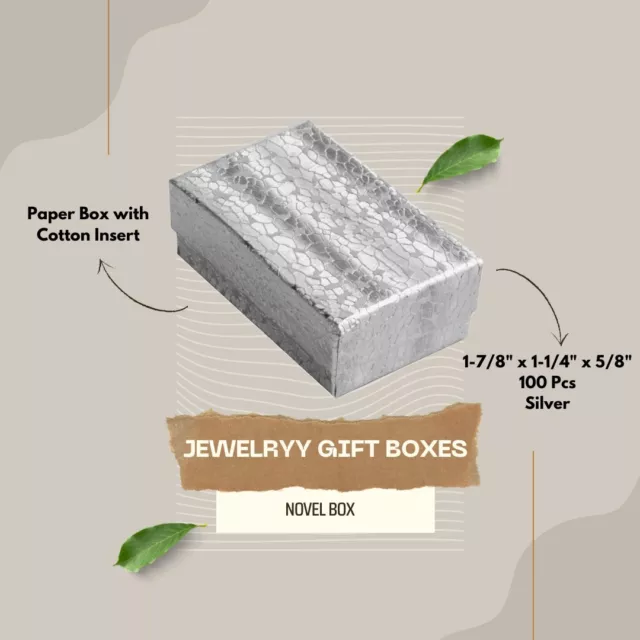 Novel Box Silver Foil Cotton Filled Jewelry Gift Boxes - 100 Pcs