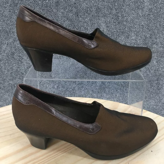 Munro American Shoes Womens 7.5 W Casual Slip On Chunky Low Heel Loafer Brown