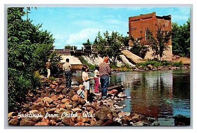 Chetek, WI Wisconsin Greetings From Fishing on Chetek River, Vintage Postcard
