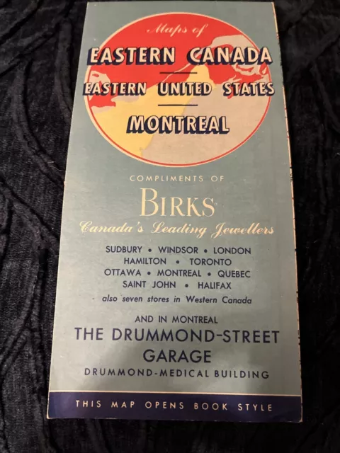 1950 Map Montreal Eastern Canada Birks Jewelers