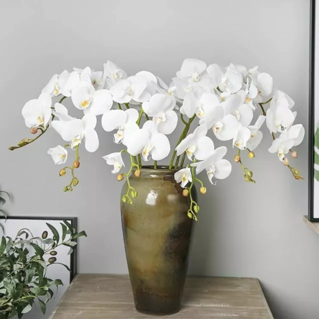 1PC Seda Artificial Blanco Orquídea Flores Mariposa Moth Falso Flor para Boda