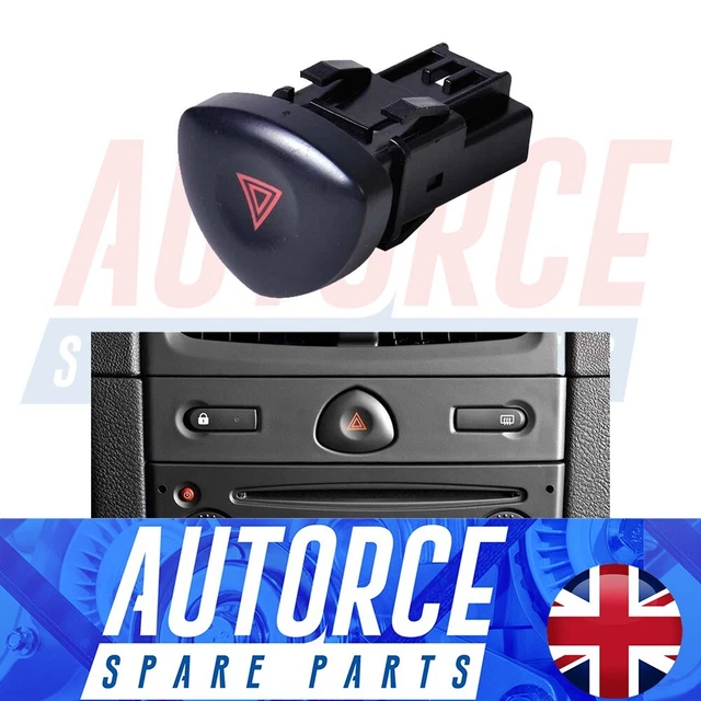 Bouton Interrupteur Warning Renault Clio II 2001-2006 - Réf. 8200442723, 8200634256, 82000060036