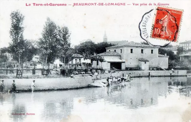 CPA 82 BEAUMONT DE LOMAGNE VE TAKE DE LA GIMONE (animated CPA)