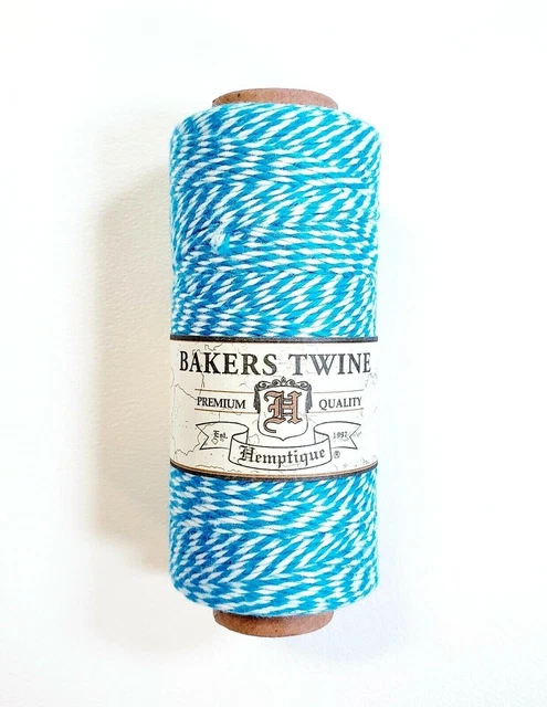 Rodillo Hemptique 100 % algodón Baker's Twine azul agua blanco 2 capas 1 mm 410 ft 125 m