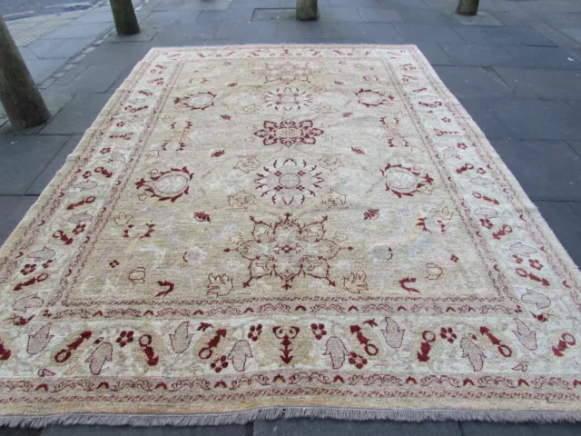 Vintage Traditional Hand Made Afghan Zigler Oriental Wool Beige Carpet 324x243cm