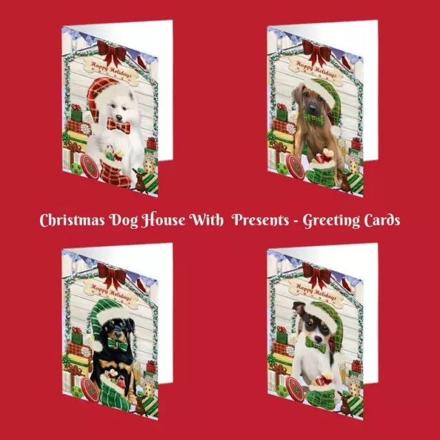 Christmas Dog Cat with Presents Pet Photo Greeting Invitation Card Pack of 10