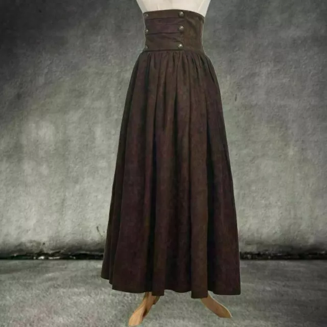 Women Back Steampunk Dress Drama Costume Vintage High Waist Long Victorian Skirt