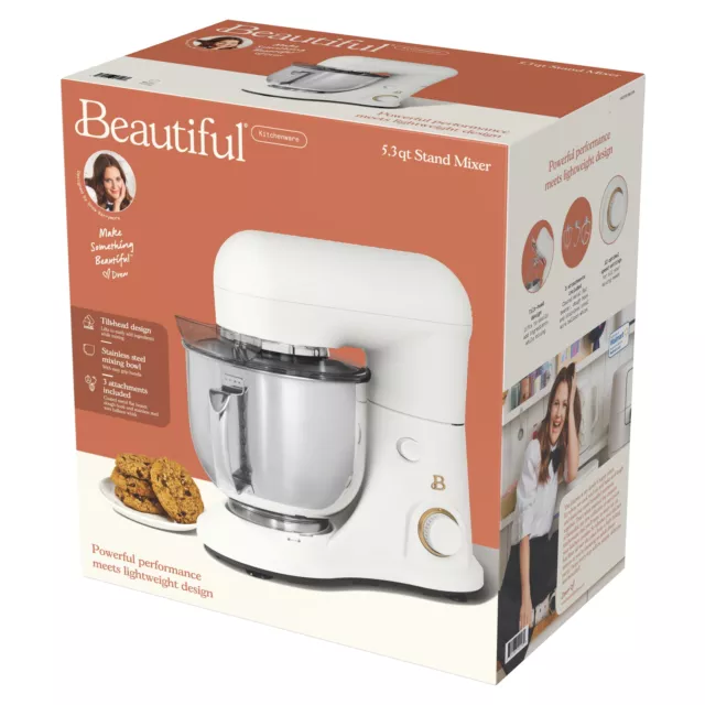 Beautiful 5.3 Qt Stand Mixer, Lightweight & Powerful with Tilt-Head,White Icing