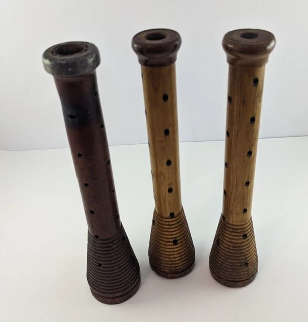 Vintage Wood Textile Mill Spindle Spool Bobbin Beehive Industrial 12” Lot of 3