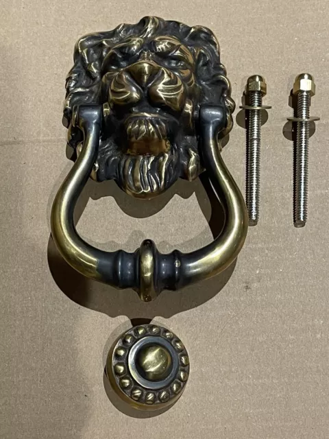 Brass Lion Head door knocker 2