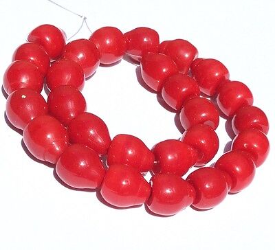 27 PCS Trade Czech Bohemian opaque Red Drop Glass Beads