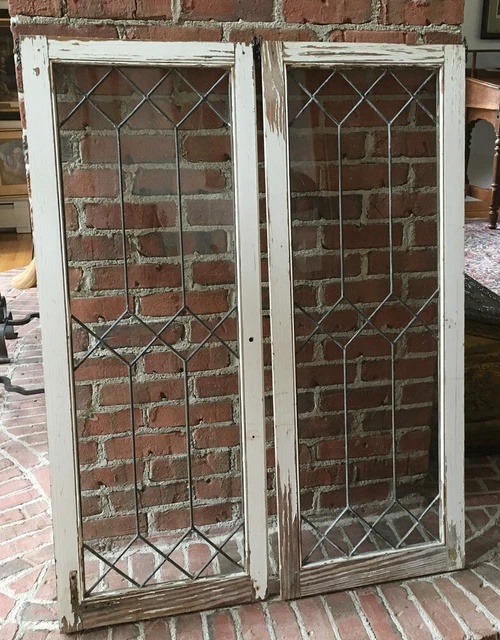 Matched Pair Antique Leaded Glass Windows/Doors