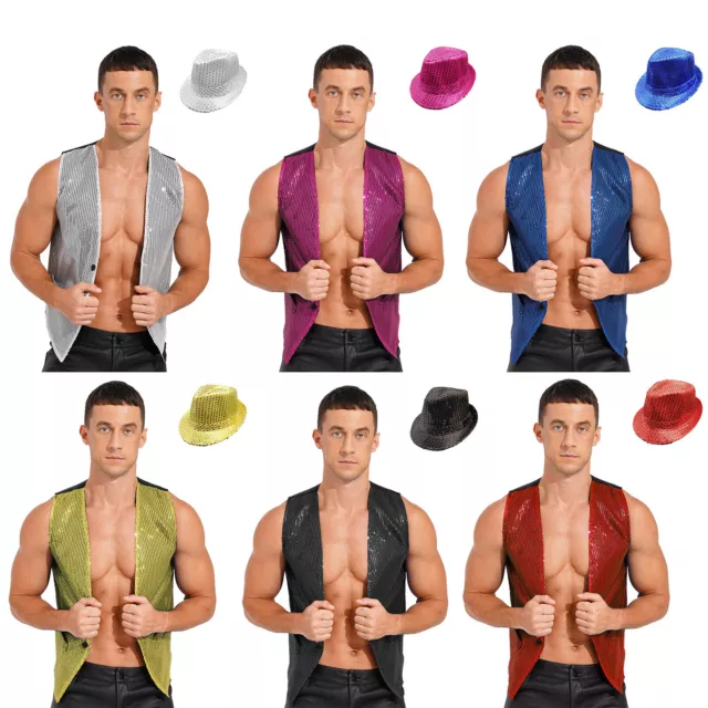 Mens Dance Vest Set Performance Costume Outfits Fancy Dress Up Party Dancewear