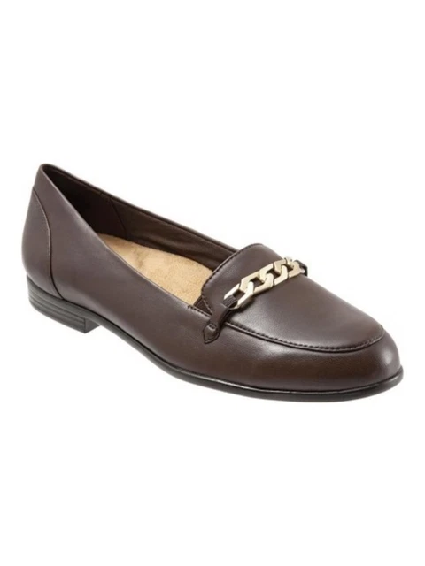 TROTTERS Womens Brown Chain Anastasia Block Heel Slip On Loafers 9 W