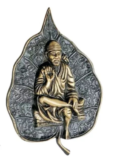 Indian Traditional Brass Lord Sai Baba On Leaf For Wall & Door Decoration