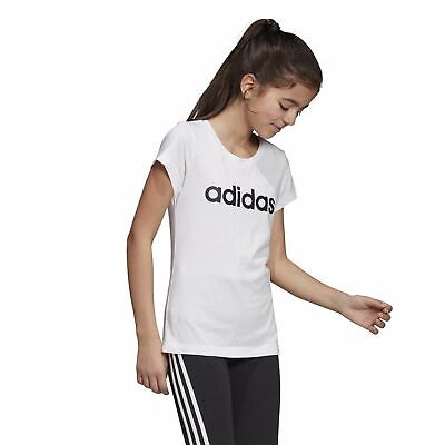 Adidas Ragazze T-Shirt Corsa Formazione Atletico Logo Moda Casual Bianco DV0357 2