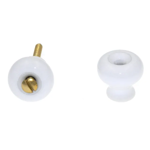 Amerock BP705-30 White 3/4” Porcelain Cabinet Knob Pulls with Gold Stem- 2 Pack 2