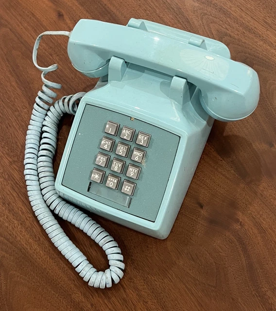 VINTAGE BELL SYSTEM 70s Push Button Phone Baby Blue Western Electric ...